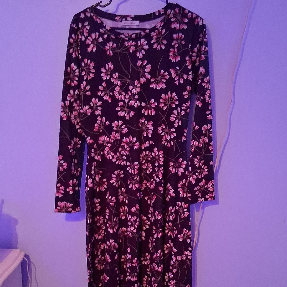 Pink Floral Long Sleeve Sundress for Wedding Guests